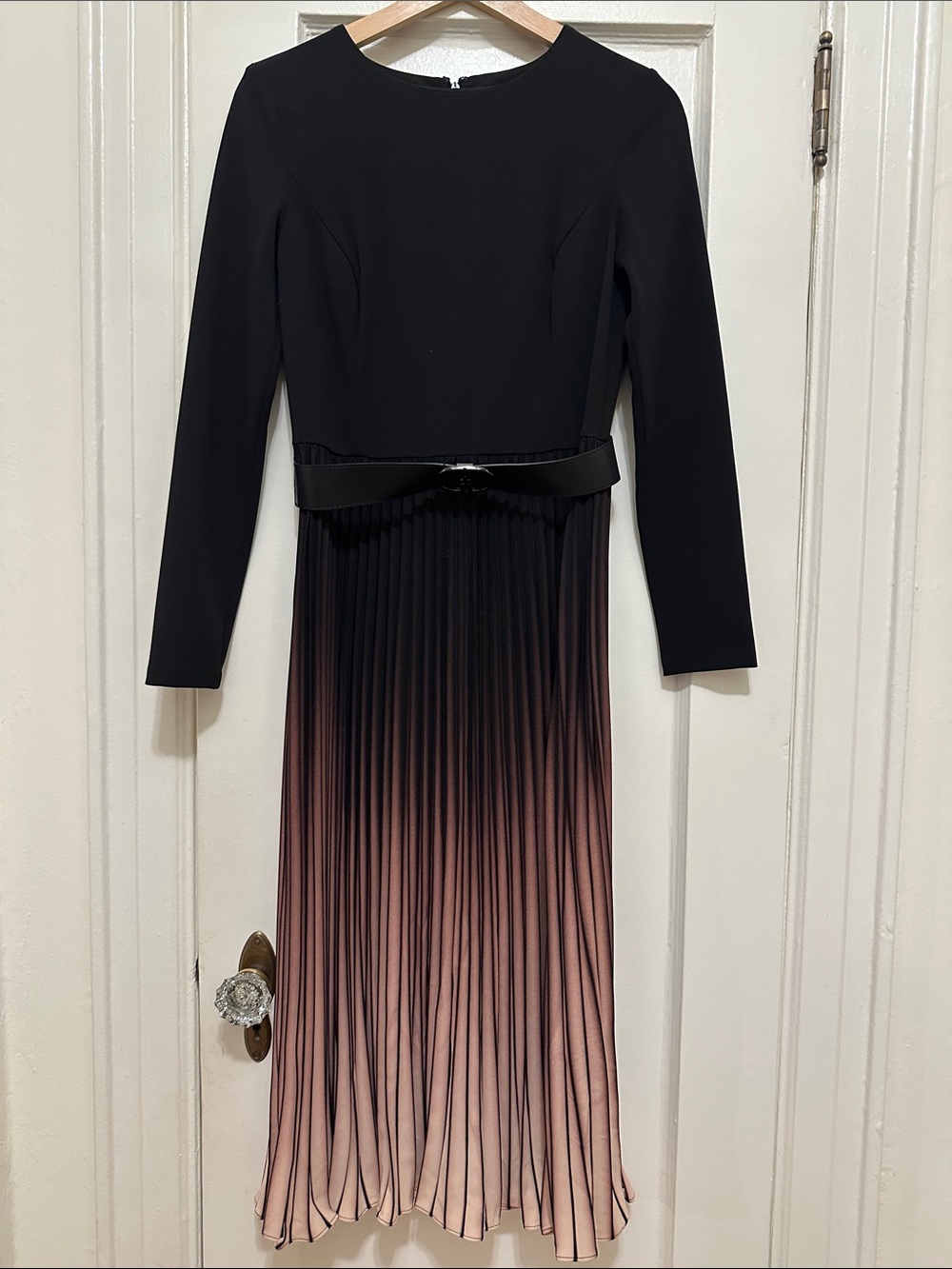 Dkny Black to Blush Ombre Pleated Maxi Dress